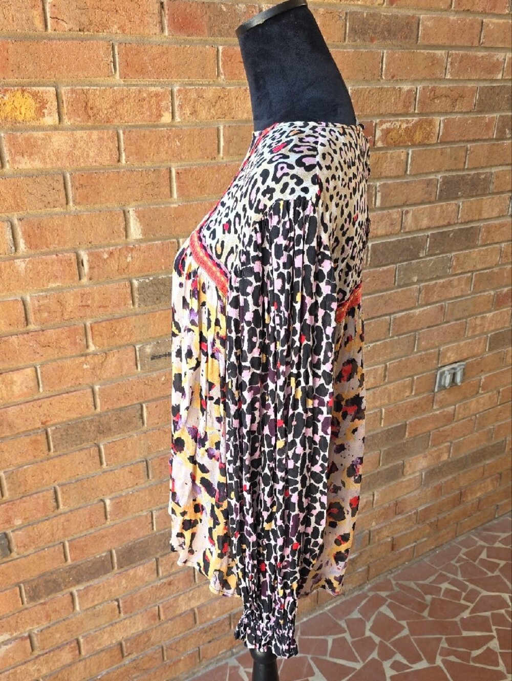 Anthropologie Mixed Leopard-Print Balloon Sleeve Blouse Size M - Picture 4 of 10
